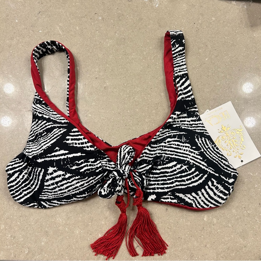 Becca Swim tie-front Bodhi Tree Classic print bikini top with Tassle